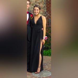 Luxxel Simple Black Lace Prom Dress, Size Small Unaltered